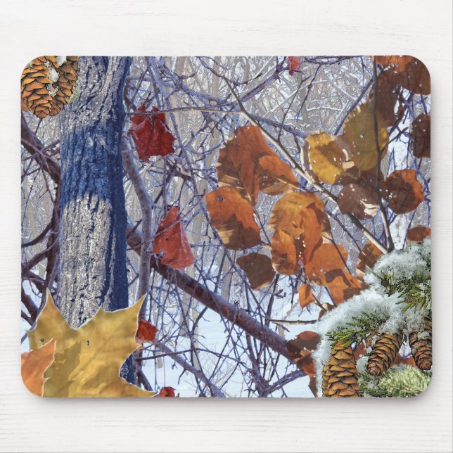 First Snow Winter Forest Camo Print Mouse Mat (Front)