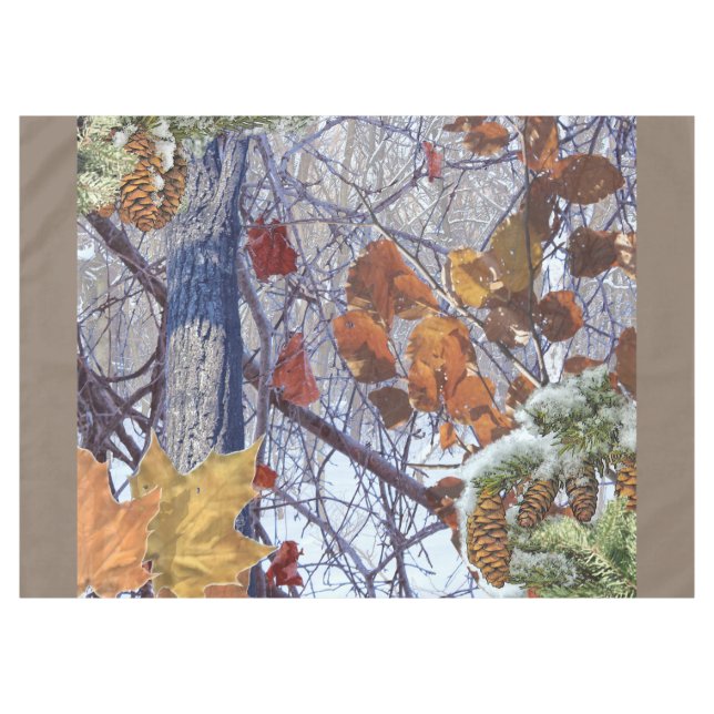 First Snow Winter Scene Camouflage Painting Tablecloth (Front (Horizontal))