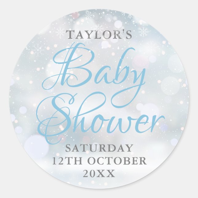 First Snowflakes baby shower Classic Round Sticker (Front)