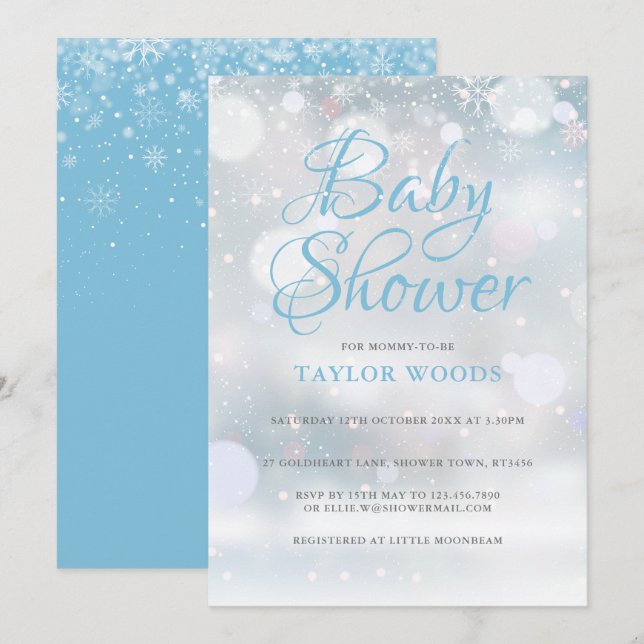 First Snowflakes Baby Shower / Sprinkle Invitation (Front/Back)