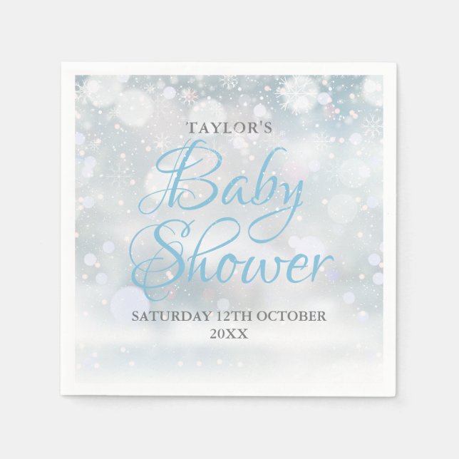 First Snowflakes Baby Shower / Sprinkle Napkin (Front)