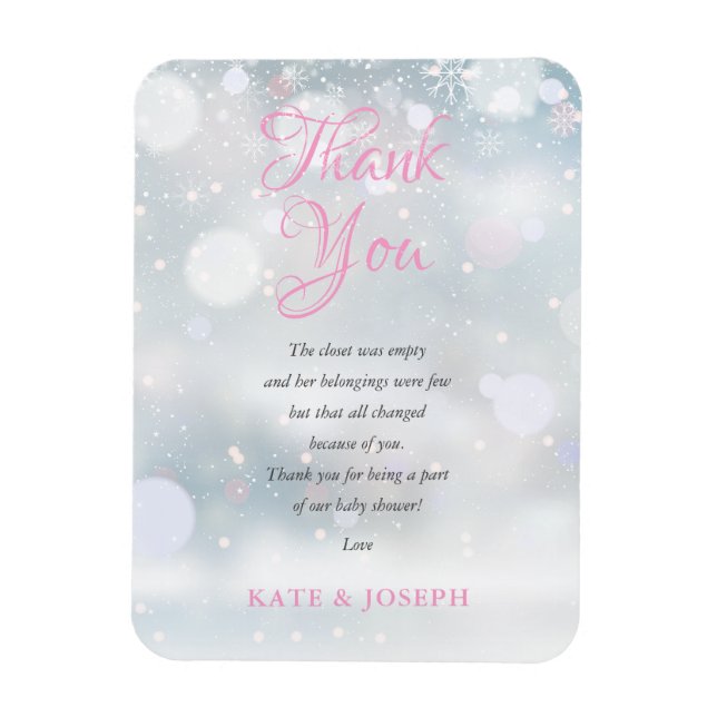 First Snowflakes Baby Shower Thank You Poem Magnet (Vertical)