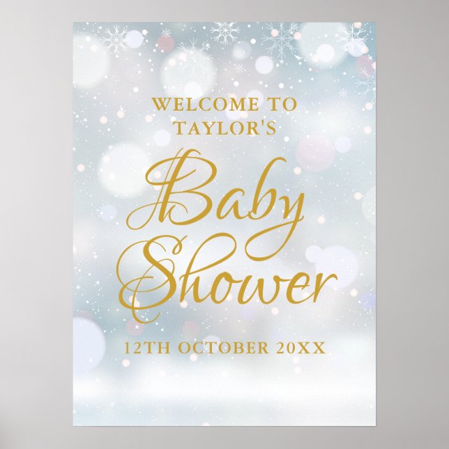 First Snowflakes Baby Shower Welcome Sign (Front)