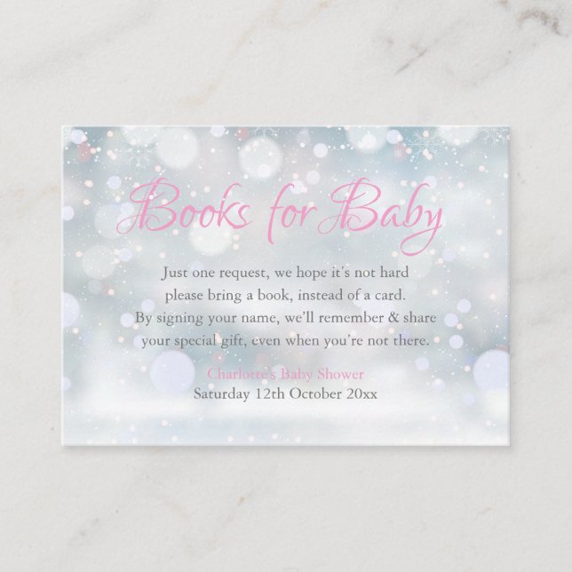 First Snowflakes Book Request Baby Shower Enclosure Card (Front)