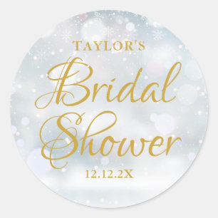 First Snowflakes Bridal Shower Favour Classic Round Sticker