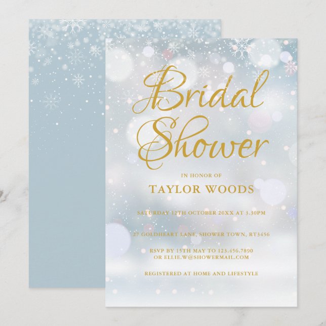 First Snowflakes bridal shower Invitation (Front/Back)