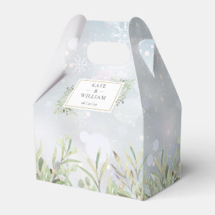 First Snowflakes Greenery Winter Wedding Favour Box