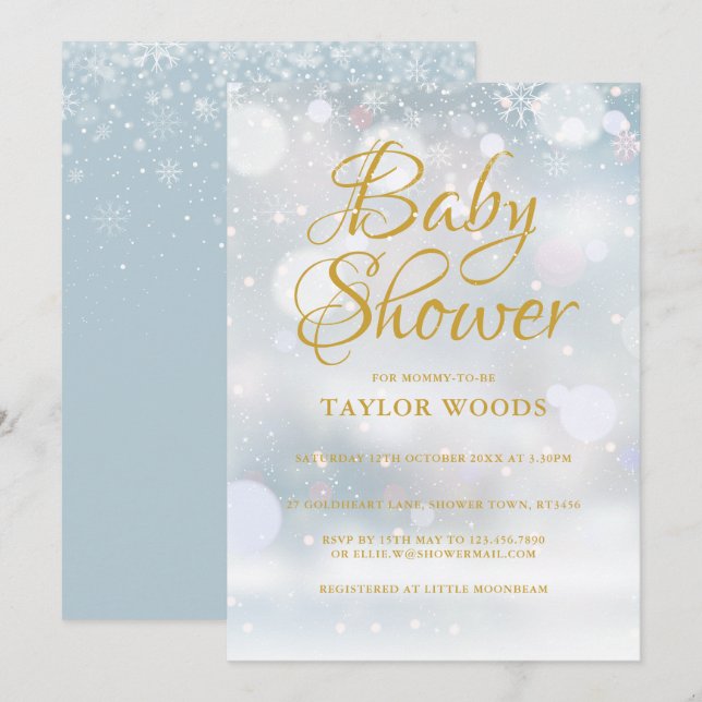First Snowflakes Winter Baby Shower / Sprinkle Invitation (Front/Back)