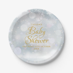 First Snowflakes Winter Baby Shower / Sprinkle Paper Plate
