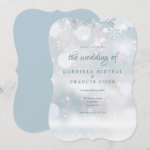 First Snowflakes Winter Wedding Elegant Invitation