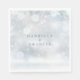 First Snowflakes Winter Wedding Elegant Napkin