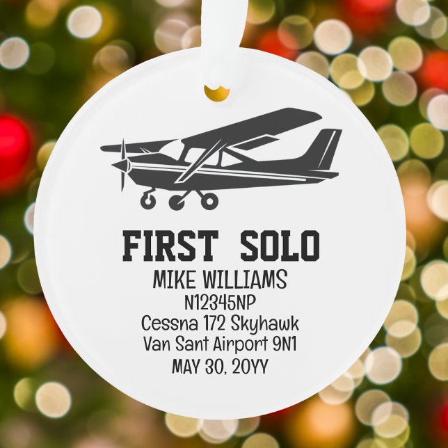 First Solo Aeroplane PILOT Aviation Personalised Ornament (Creator Uploaded)