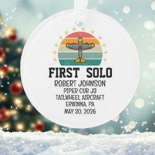 First Solo Aeroplane PILOT Personalised Aviation  Ornament