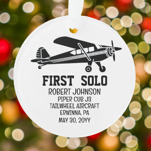 First Solo Aeroplane PILOT Personalised Aviation  Ornament