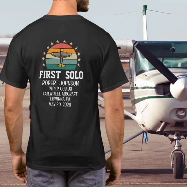 First Solo Aeroplane PILOT Retro Personalised T-Shirt (Creator Uploaded)