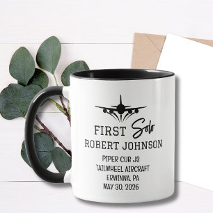 First Solo Aeroplane PILOT Simple Personalised Mug