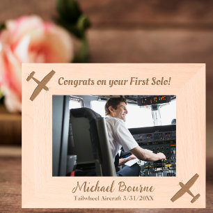 First Solo Pilot & Aeroplane Congratulations Custo Etched Frames