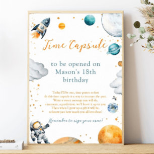 First Space Adventure Boy Birthday Time Capsule Poster