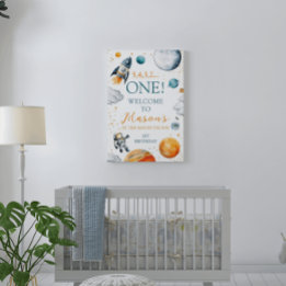 First Space Adventure Boy Birthday Welcome Poster