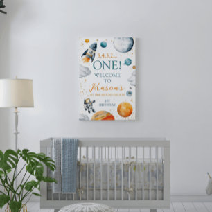 First Space Adventure Boy Birthday Welcome Poster