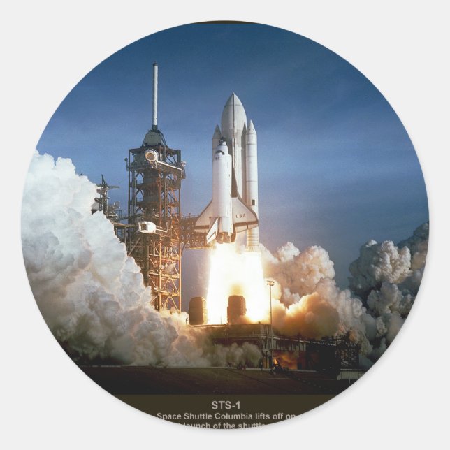 First Space Shuttle launch STS-1 Columbia Classic Round Sticker (Front)