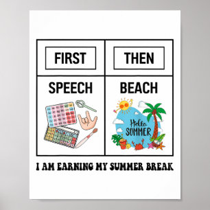 First Speech Then Beach Funny Speech Therapy Summe Poster
