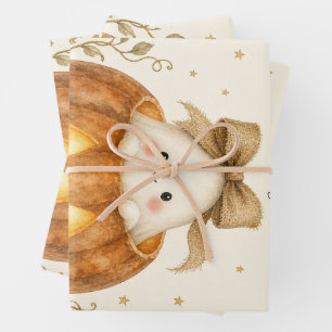 First Spooky Season Baby Halloween Watercolor Wrapping Paper Sheet
