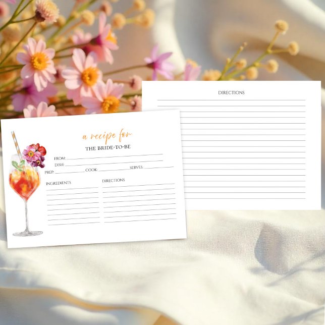 First Spritz Floral Bridal Shower Recipe Cards (Creator Uploaded)