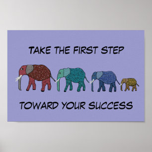 First Step Towards Success Motivational Poster