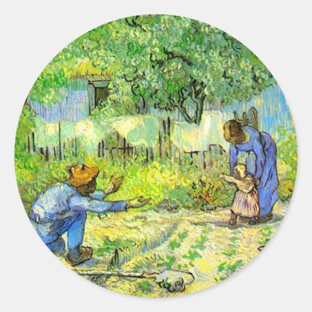 First steps, 1890 Vincent van Gogh. Classic Round Sticker (Front)