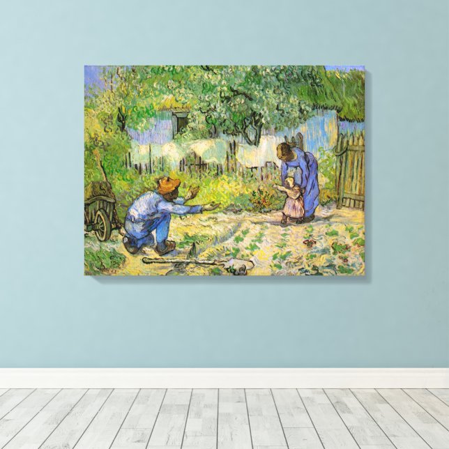 First Steps (after Millet) by Vincent van Gogh Canvas Print (Insitu(Wood Floor))