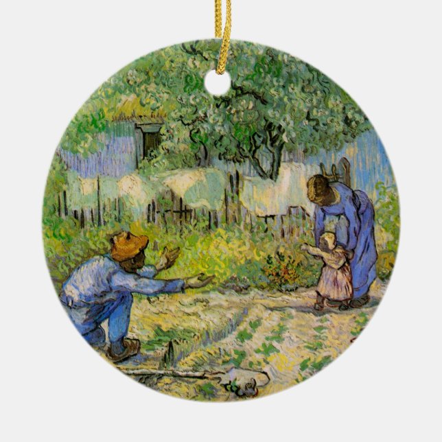 First Steps (after Millet) by Vincent van Gogh Ceramic Tree Decoration (Front)