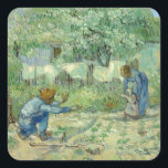 First Steps, after Millet by Vincent Van Gogh Square Sticker<br><div class="desc">In fall and winter 1889–90, while a voluntary patient at the asylum in Saint-Rémy, Van Gogh painted twenty-one copies after Millet, an artist he greatly admired. He considered his copies "translations" akin to a musician's interpretation of a composer's work. Customise it with your own details. For further customisation, please click...</div>