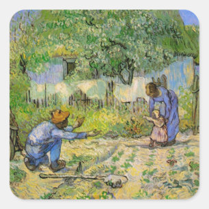 First Steps (after Millet) by Vincent van Gogh Square Sticker