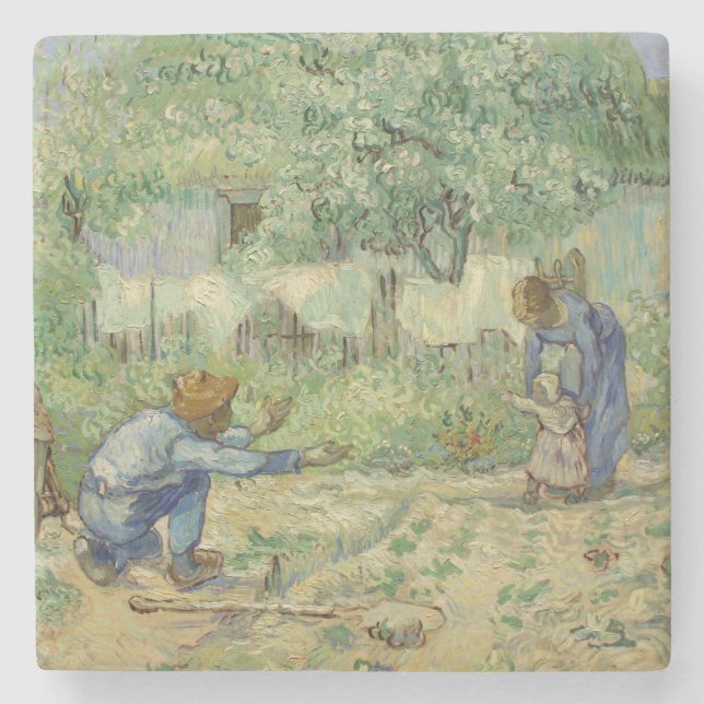 First Steps after Millet by Vincent Van Gogh Stone Coaster (Front)