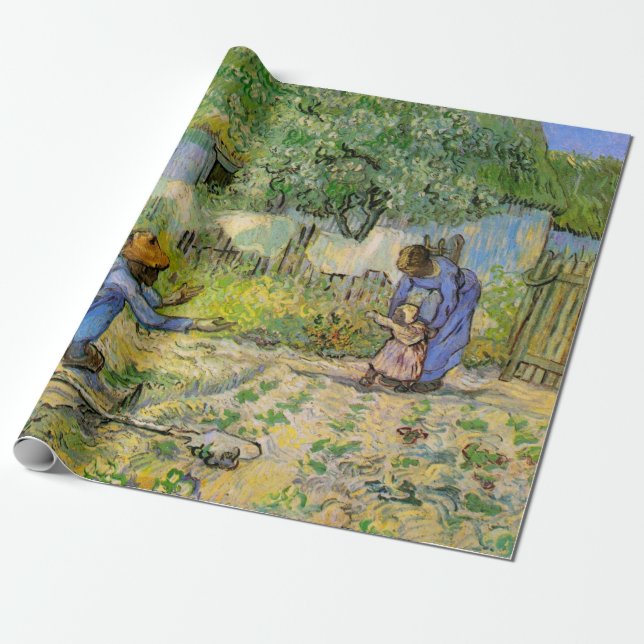 First Steps (after Millet) by Vincent van Gogh Wrapping Paper (Unrolled)