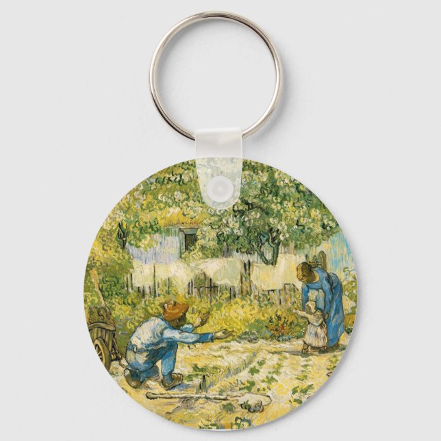 First Steps by Vincent van Gogh 1890 Key Ring (Front)