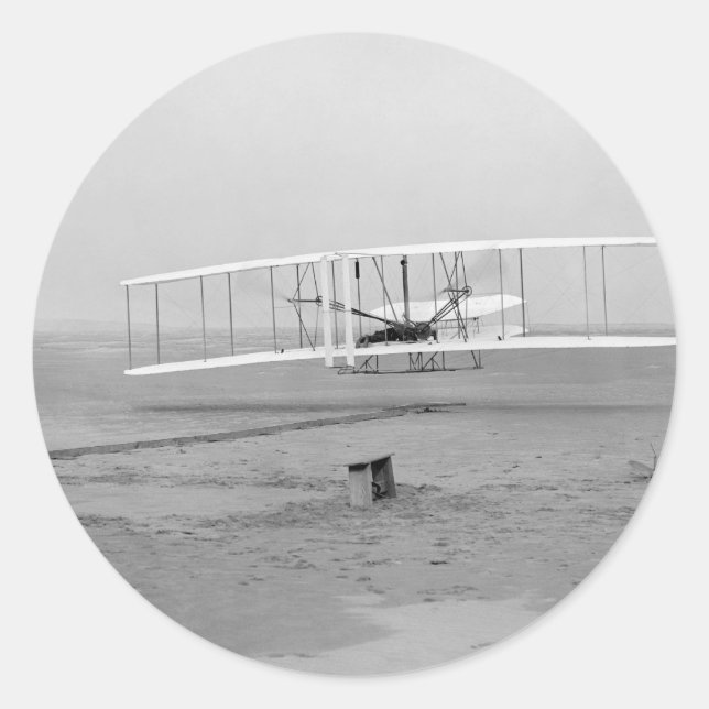 First Successful Flight of the Wright Flyer Classic Round Sticker (Front)