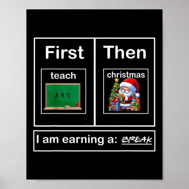 First Teach Then Christmas I'm Earning A Break Tea Poster (Front)