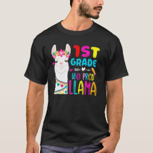 First Team 1st Grade Teacher Rainbow No Prob Llama T-Shirt