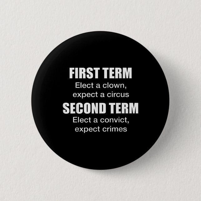 First Term Elect A Clown, Expect A Circus Second T 6 Cm Round Badge (Front)