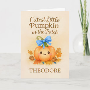 First Thanksgiving for Baby Boy with Pumpkin Card