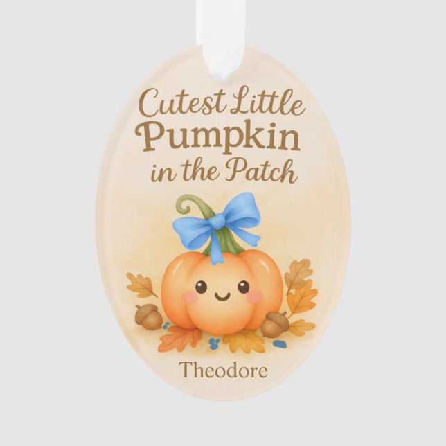 First Thanksgiving for Baby Boy with Pumpkin Ornament (Front)