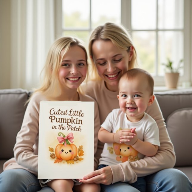 First Thanksgiving for Baby Girl with Pumpkin Card (Cutest Little Pumpkin!)