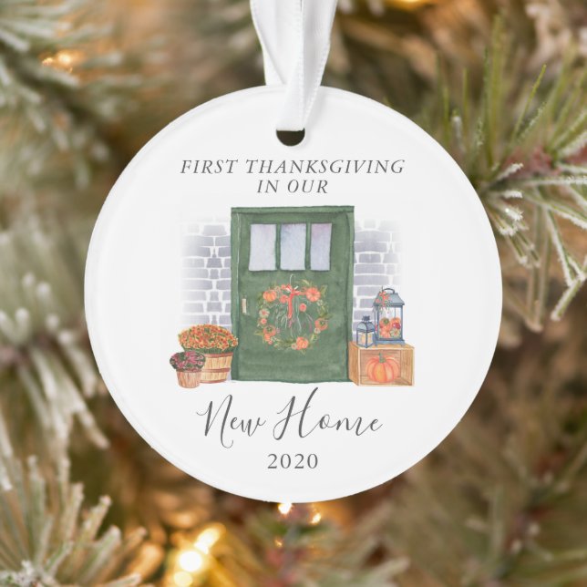 First Thanksgiving New Home Address Front Door Ornament (Tree)
