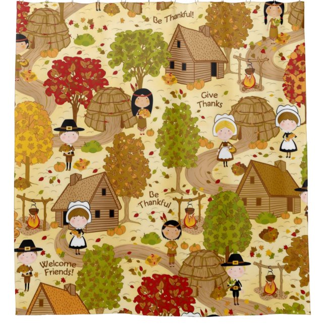 First Thanksgiving Shower Curtain (Front)