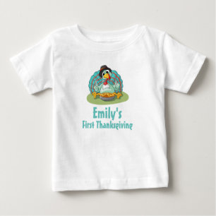 First Thanksgiving Turkey Eating Pumpkin Baby T-Shirt