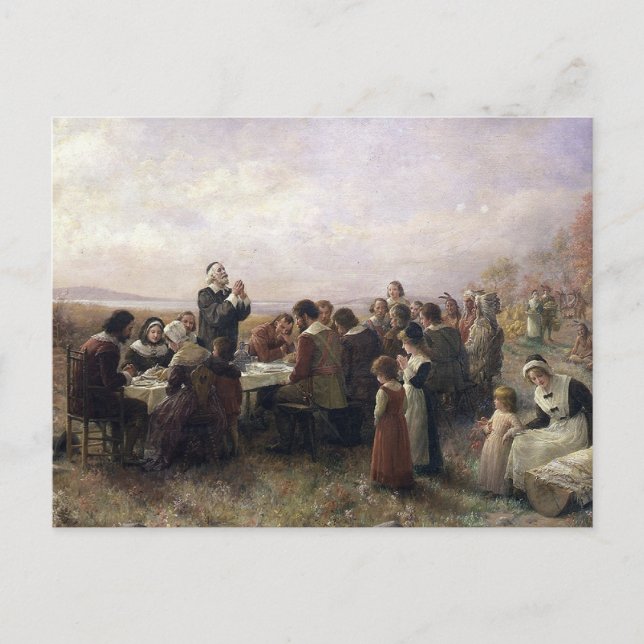 First Thanksgiving Vintage Painting Holiday Postcard (Front)