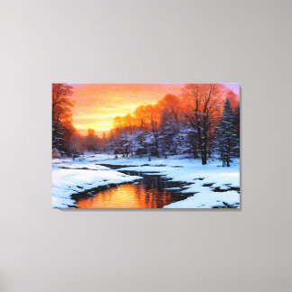 First Thaw, Landscape Sunset Colourful Canvas Prin