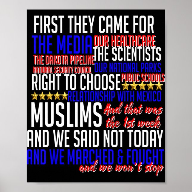 First They Came For Shirt Science Civil Rights Res Poster (Front)
